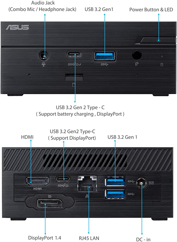 ASUS PN50 front and back ports on Amazon