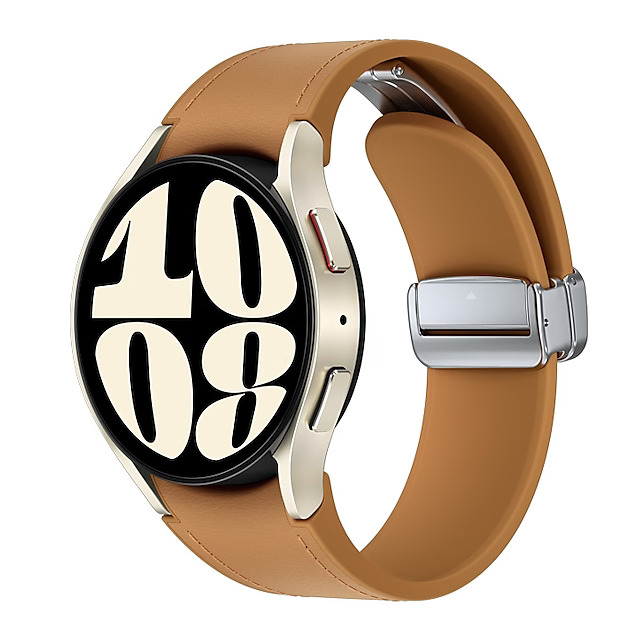 Samsung Watch 6 40mm gold case leather strap