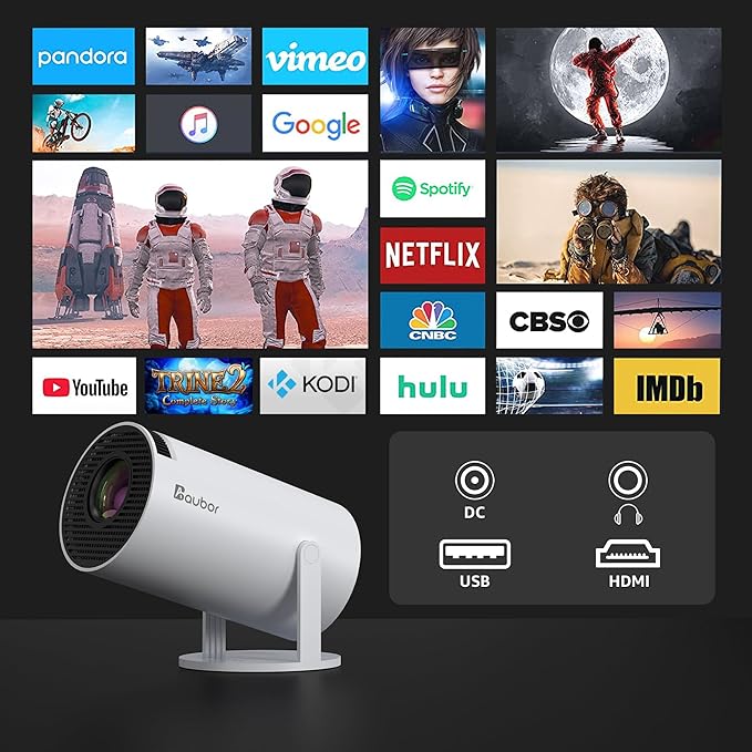 Aubor Mini Projector with Android TV