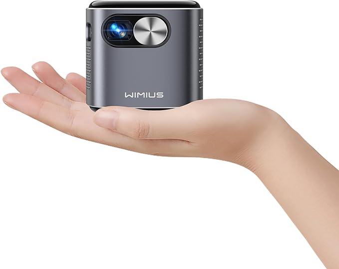 WiMius Mini Projector with Android TV and Rechargeable Battery